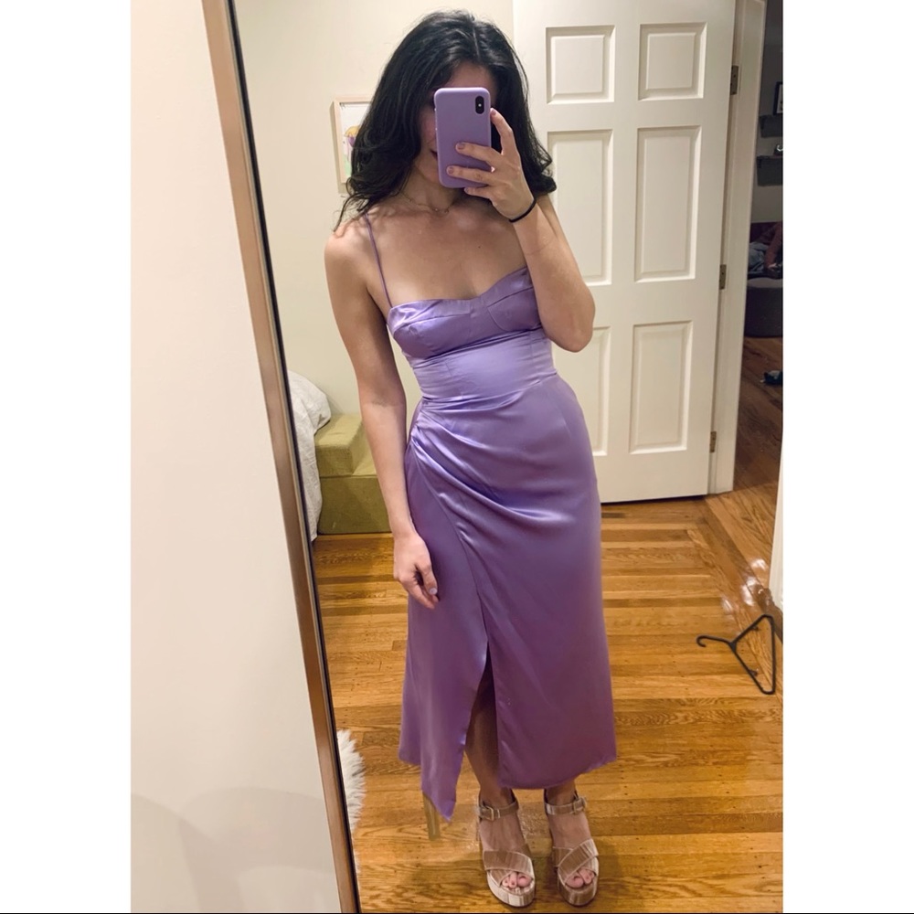 Reformation Marguerite Silk Dress in Lilac - Picture 2 of 6